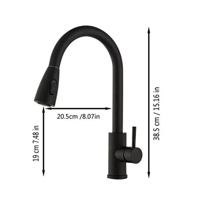 Stainless Steel Eco-Friendly Pull-Out Kitchen Faucet - Black